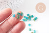 Perles rocaille carré façon tila verre vert transparent 4.5mm,2 trous, x50 (G5475)