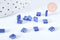 Perles rocaille carré verre rectangle bleu irisé, perle carré création bracelet, perle tila,4.5mm,2 trous, x50 (4.8GR) (G6814)