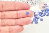 Perles rocaille carré verre rectangle bleu nuit, perle carré création bracelet, perle tila,4.5mm,2 trous, x50 (4.8GR) (G7756)