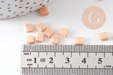 Perles rocaille carré verre rectangle orange clair,création bracelet, perle tila,4.5mm,2 trous, x50 (4.8GR) (G7490)