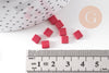 Perles rocaille carré verre rectangle rose façon tila 4.5mm 2 trous, x50 (G7485)