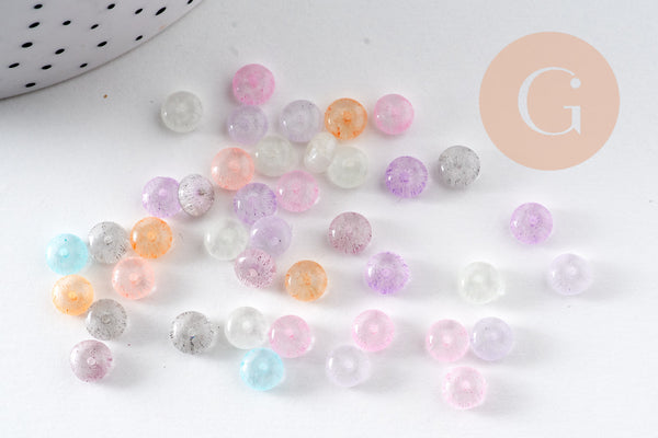 Perles rocaille rondelle multicolore pastel 6x33mm, x10gr (G10883)