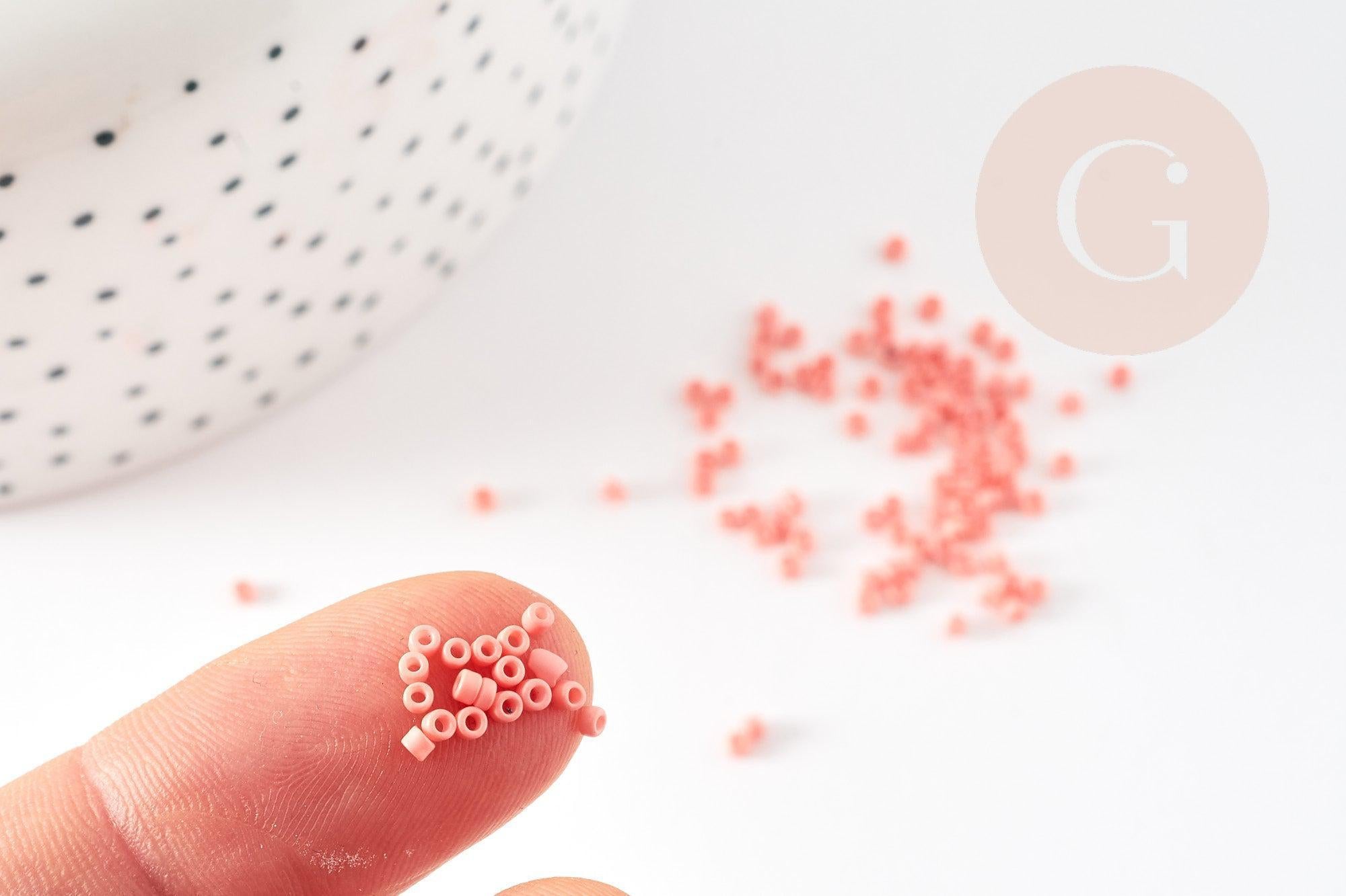 Perles tube orange corail opaque façon Delica miyuki 1.5-2mm, x1 sachet de (G9162)