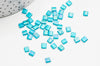 Perles rocaille verre rectangle bleu turquoise 4.5mm,2 trous, x50 (G4455)