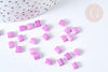 Perles rocailles carrées en verre rose lila 4.5mm 2 trous x 50 (G7484)