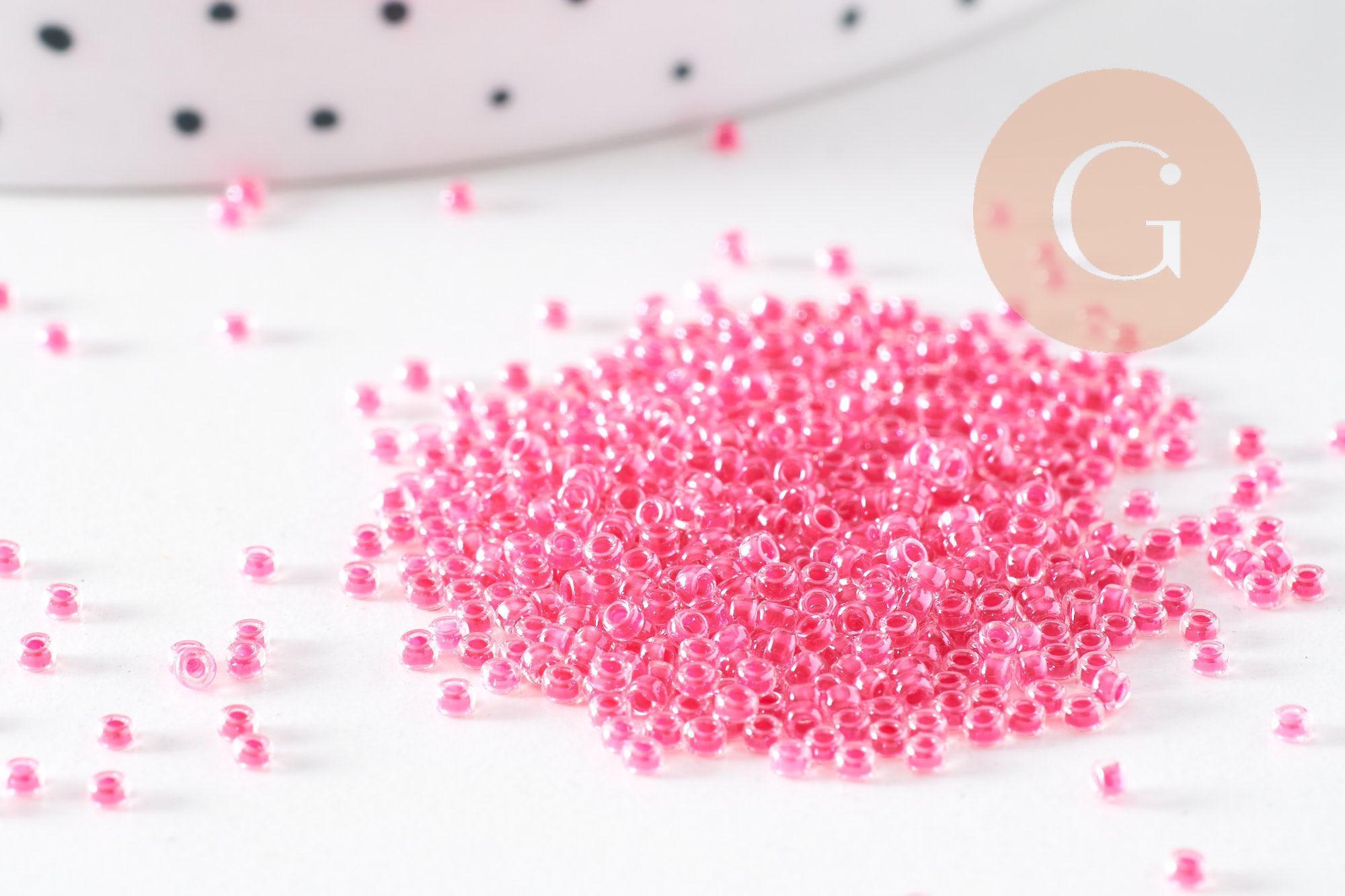 Perles rocailles miyuki rose, Perle rocaille japonaise Fuchsia Lined Crystal ,perle rocaille perlage,15/0, 1.5mm, Sachet 10g (G3956)