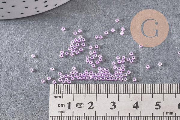Perles rocailles miyuki violet nacré, Perles de rocaille japonaise Orchid Lined Crystal ,perle perlage,15/0, 1.5mm, Sachet 10g (G3957)