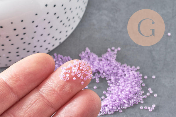 Perles rocailles miyuki violet nacré, Perles de rocaille japonaise Orchid Lined Crystal ,perle perlage,15/0, 1.5mm, Sachet 10g (G3957)