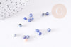 Perles ronde sodalite bleu marbré naturelle 4mm, x50 (6gr) (G9080)