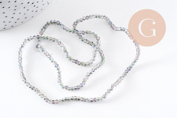 Perles rondelle gris irisé 2.5mm, x1 fil de 31cm (G0621)