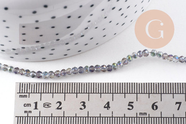 Perles rondelle gris irisé 2.5mm, x1 fil de 31cm (G0621)