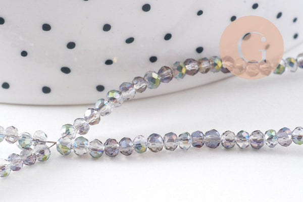 Perles rondelle gris irisé 2.5mm, x1 fil de 31cm (G0621)