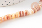 Perles rondelles coquillage blanc ou noir ou marron naturel 4,9-6mm ,rondelle coquillage blanc noir marron coquillage, le fil de 41cm x1 (G8050)