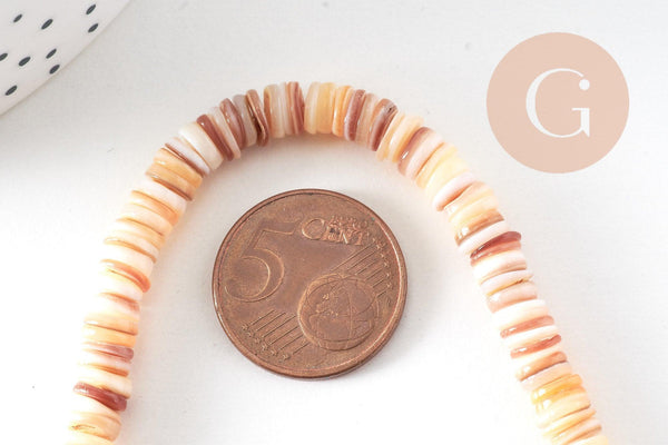 Perles rondelles coquillage blanc ou noir ou marron naturel 4,9-6mm ,rondelle coquillage blanc noir marron coquillage, le fil de 41cm x1 (G8050)