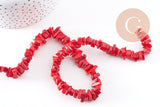 Perles rondelles corail rouge naturel 8-11mm, x1 fil de 40cm (G3536)