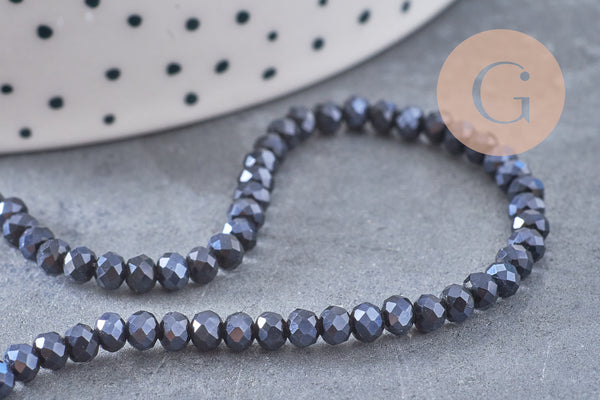 Perles rondelles cristal irisé 3mm, fil de 42cm, x1 (G0149)