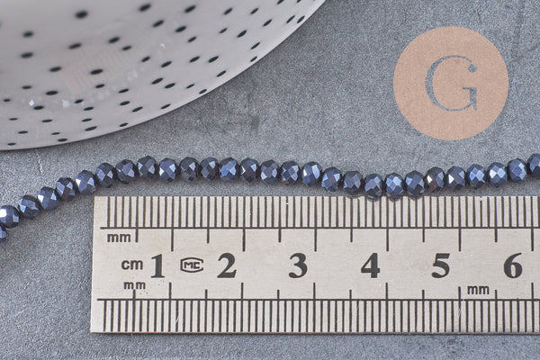 Perles rondelles cristal irisé 3mm, fil de 42cm, x1 (G0149)