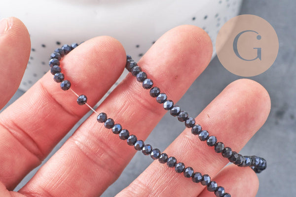 Perles rondelles cristal irisé 3mm, fil de 42cm, x1 (G0149)