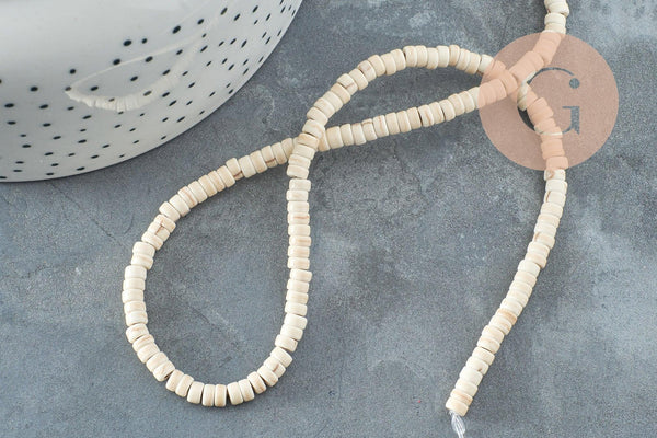 Perles rondelles howlite de synthèse blanche, x1 fil de 39cm (G0827)