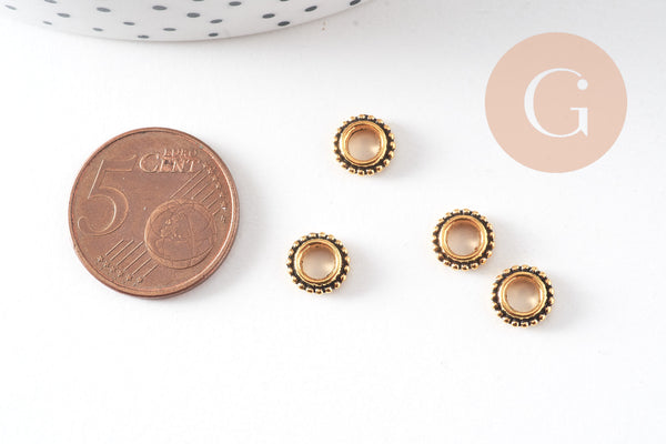 Perles rondelles intercalaires zamac doré antique 8mm, x50 (G10816)