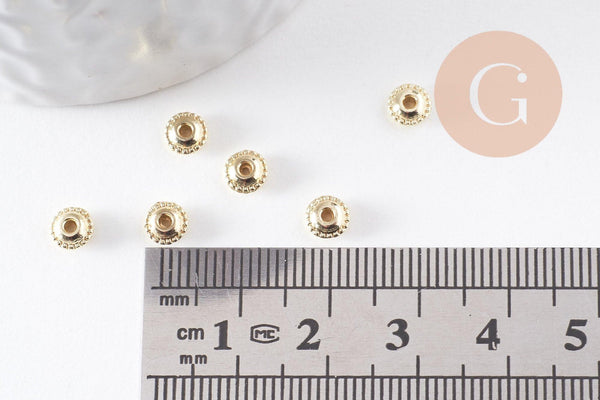 Perles rondelles soucoupe intercalaires zamac doré 5mm, x20 (G10095)