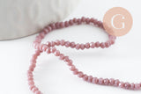 Perles rondelles verre facettées mauve 3x2mm, création bijoux cristal, fil de 43cm, x1 (G9132)