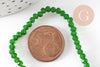 Perles rondelles verre opaque facettées vert 3.5x2.5~3mm, création bijoux cristal DIY, fil de 35cm X1 (G3907)