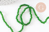Perles rondelles verre opaque facettées vert 3.5x2.5~3mm, création bijoux cristal DIY, fil de 35cm X1 (G3907)
