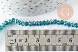 Perles rondelles verre transparent bleues turquoise AB facetté 4x3mm, x1 fil de 42cm (G8254)