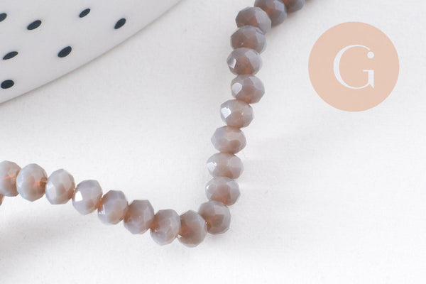 Perles rondelles verre transparente facettées 3.5x2.5mm, x1 fil de 32cm (G8262)