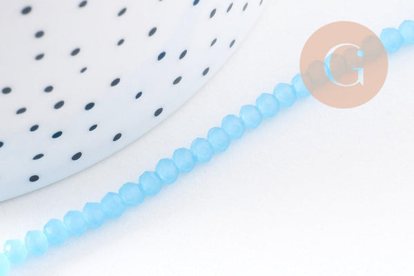 Perles rondelles verre transparente facettées 3.5x2.5mm, x1 fil de 32cm (G8262)