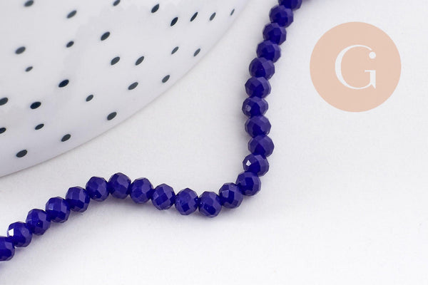 Perles rondelles verre transparente facettées 3.5x2.5mm, x1 fil de 32cm (G8262)