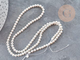 Perles rondes coquillage naturel blanche nacrées 4mm, x1 fil de 40cm (G9033)
