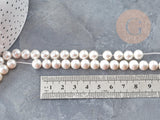 Perles rondes coquillage naturel blanche nacrées 8mm, x1 fil de 40cm (G9058)