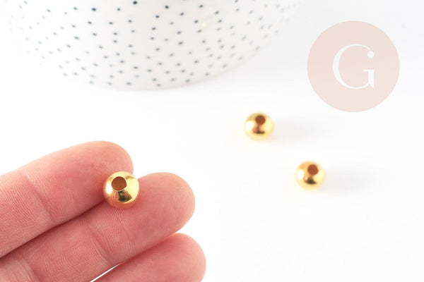 Perles rondes dorées intercalaires, perles dorées, apprêts dorés, diamètre 1cm, x10 (G1165)