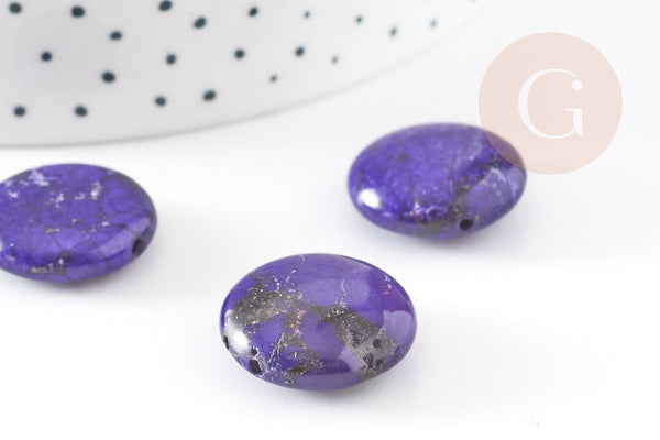 Perles rondes en howlite Violet, perles howlite, howlite naturelle, 20mm, x5 (G1601)