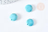 Perles rondes en howlite turquoise naturelle,perles pierre, howlite naturelle, 14 mm ,x5 (G1431)