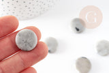 Perles rondes en jaspe gris, perles pierres, perles jaspe naturel,20mm, x5 (G1455)
