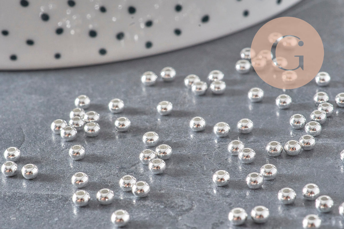 Perles rondes intercalaire acier 304 inoxydable argenté 3mm, x10 (G11349)-Perles-Gingerlily Perles