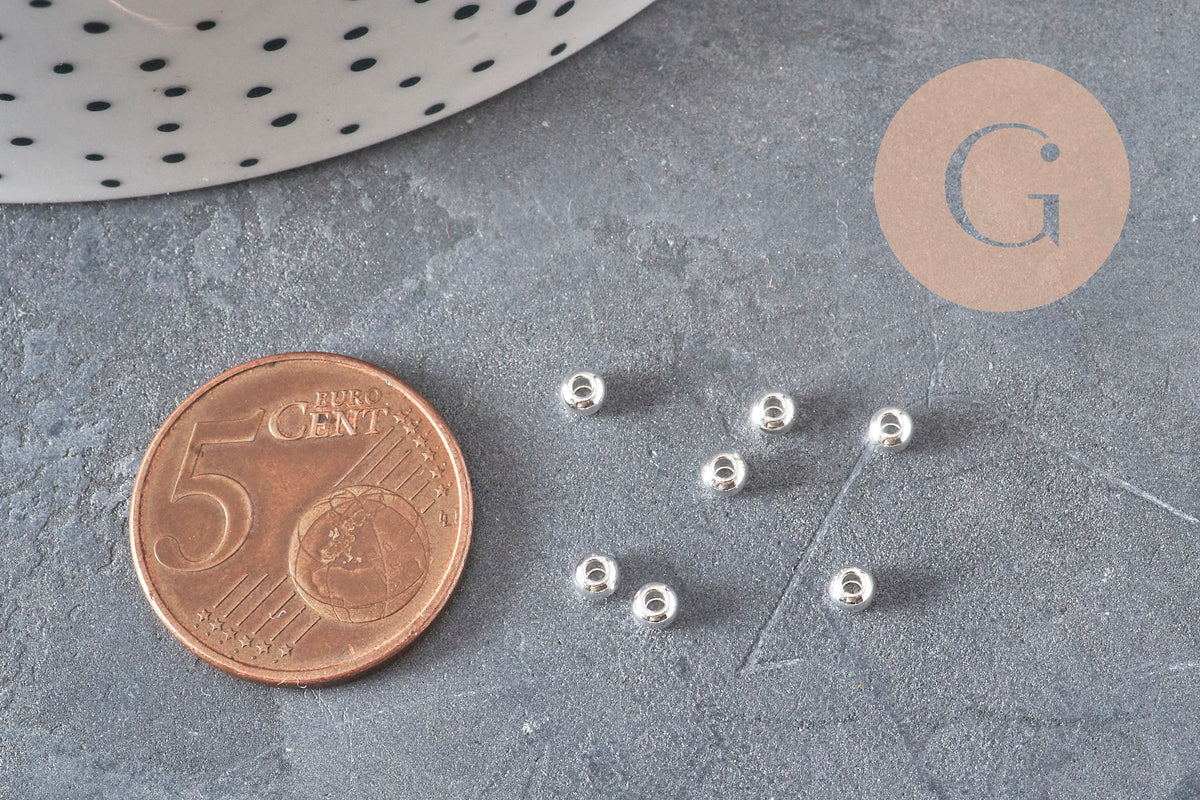 Perles rondes intercalaire acier 304 inoxydable argenté 3mm, x10 (G11349)-Perles-Gingerlily Perles