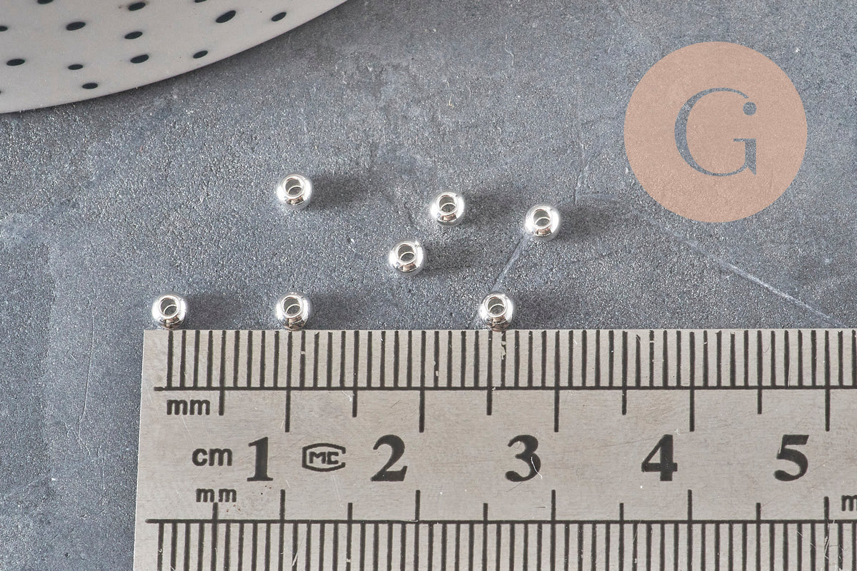 Perles rondes intercalaire acier 304 inoxydable argenté 3mm, x10 (G11349)-Perles-Gingerlily Perles