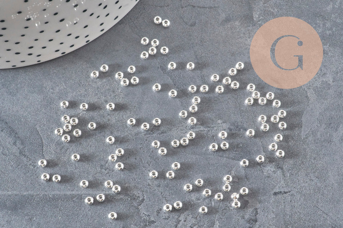 Perles rondes intercalaire acier 304 inoxydable argenté 3mm, x10 (G11349)-Perles-Gingerlily Perles