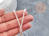 Perles rondes nacre blanche naturelle 3mm, création bijoux nacre coquillage, le fil de 41cm, x1 G9032