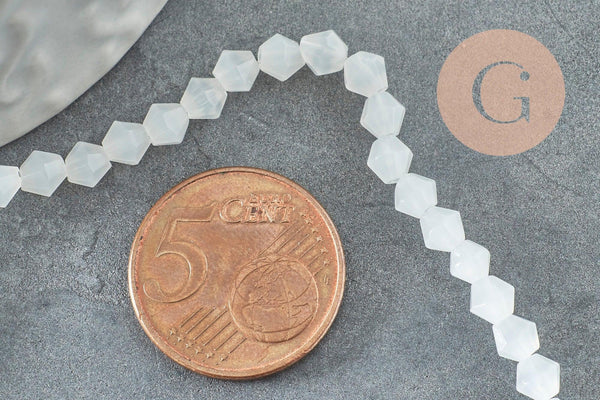 Perles toupies cristal blanc opalescent 4mm facette, x1 fil de 35cm (G8541)