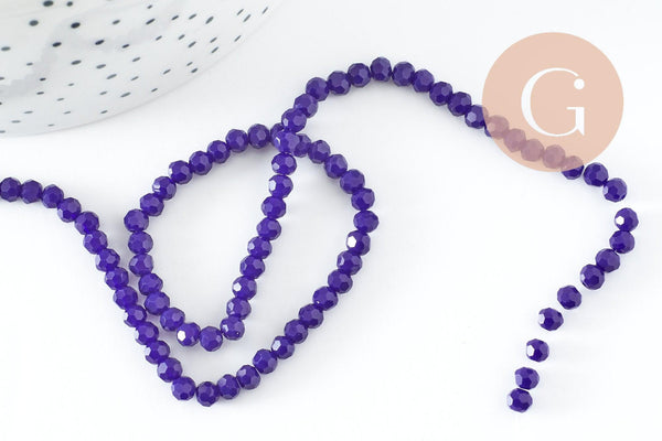 Perles toupies cristal bleu roi 4-5mm, perles bijoux, perle cristal verre facette,fil de 34 cm x1 (G6216)