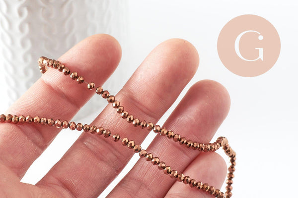 Perles toupies cristal cuivre, perles bijoux, perle cristal,Perle verre facette,création bijoux, fil de 180,3x2mm x1 (G5910)