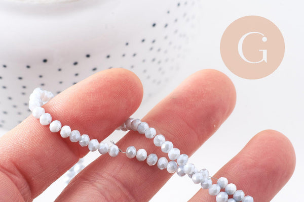 Perles toupies cristal gris clair, perles bijoux, cristal, verre facette, création bijoux, 3x2mm, fil de 36cm (G4691)