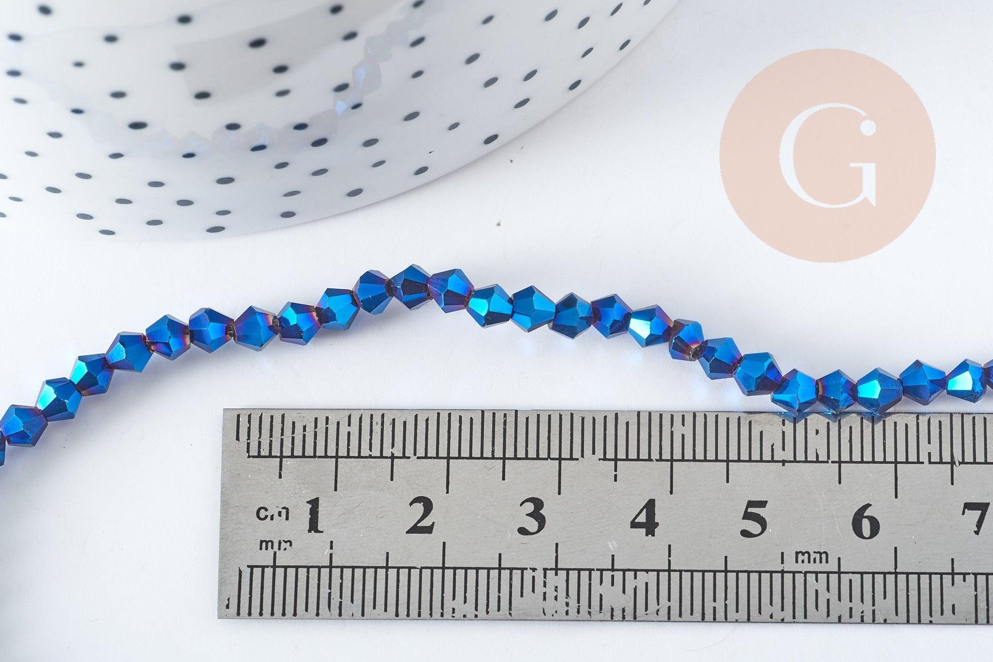 Perles toupies en verre coloré 4x4.5mm, x1 fil de 45cm (G9050)