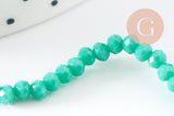 Perles toupies vert émeraude, perles bijoux, cristal vert, verre facette, fil de 42cm, 3mm, x1 (G3908)