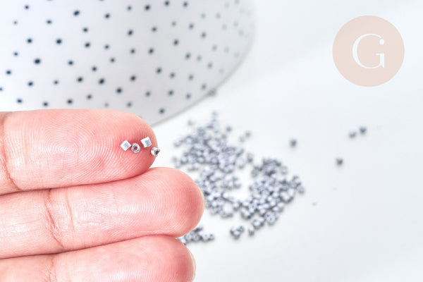 Perles tube argent métallisé mat façon Delica miyuki, x1 Sachet 8g (G7852)